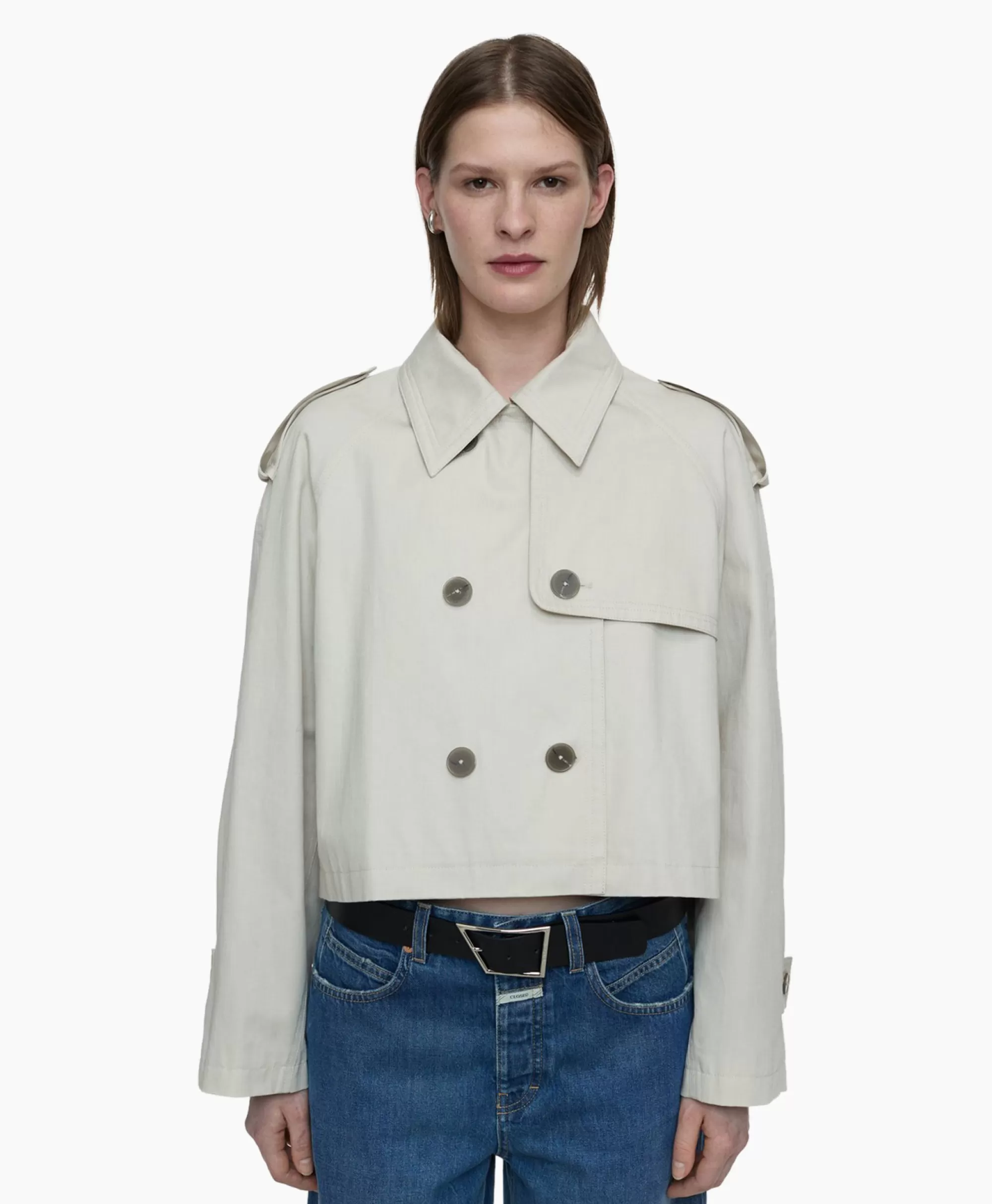Closed Trenchcoat Cropped Ecru*Dames Jassen