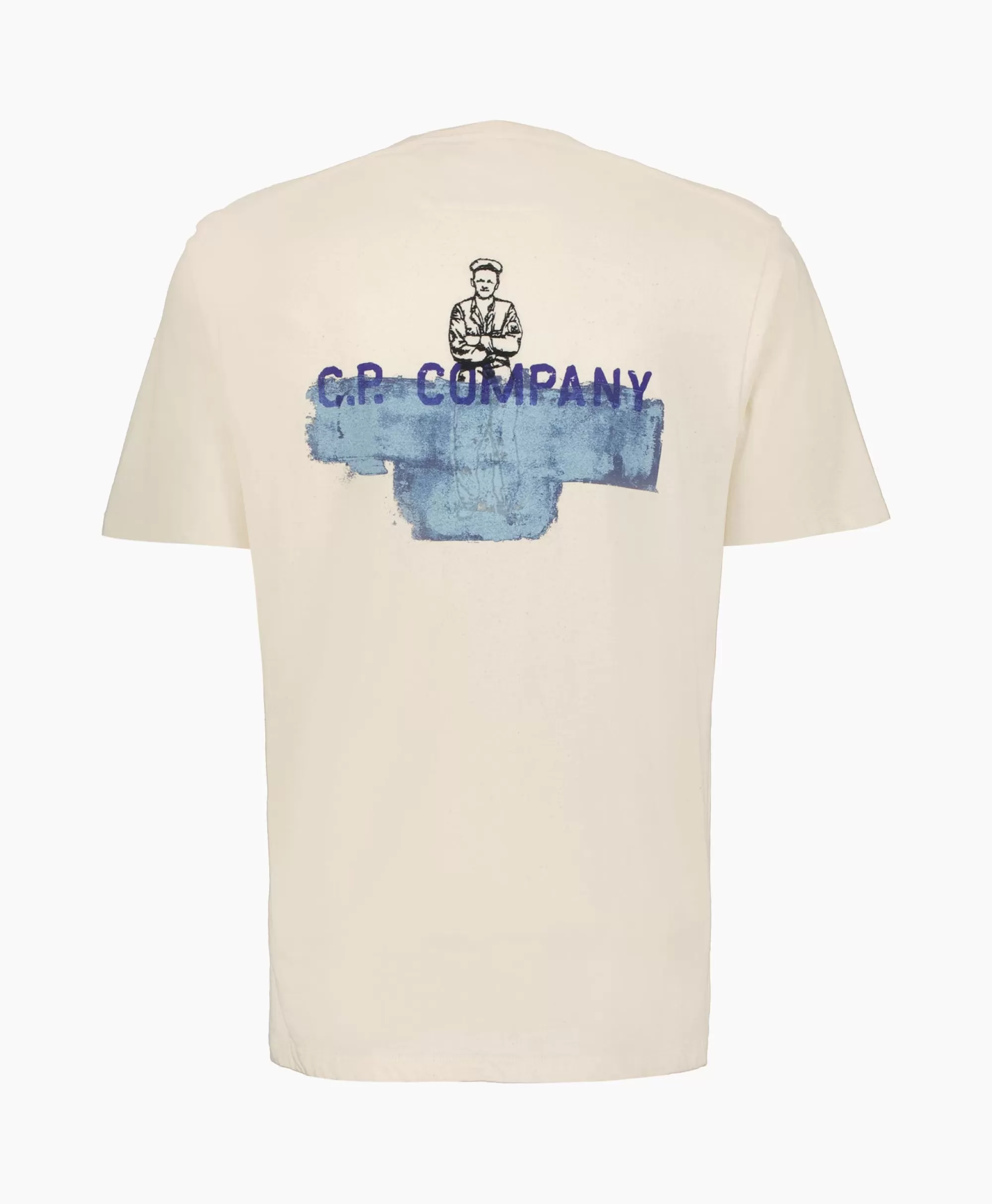 Cp Company T-Shirt Natural Jersey Ecru*Heren T-Shirts