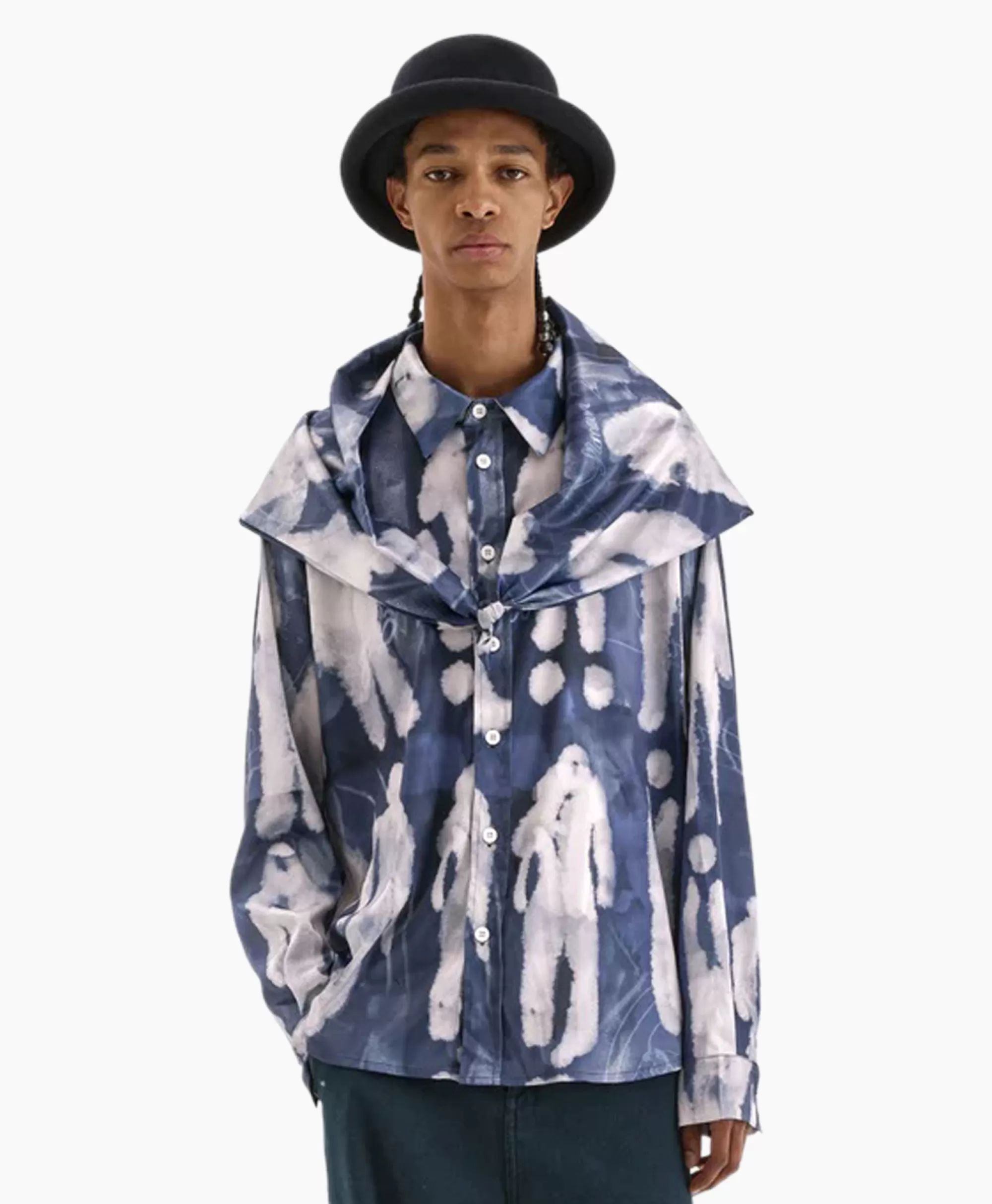 Flâneur Flaneur Overshirt Character Silk Hooded Blauw*Heren Jassen