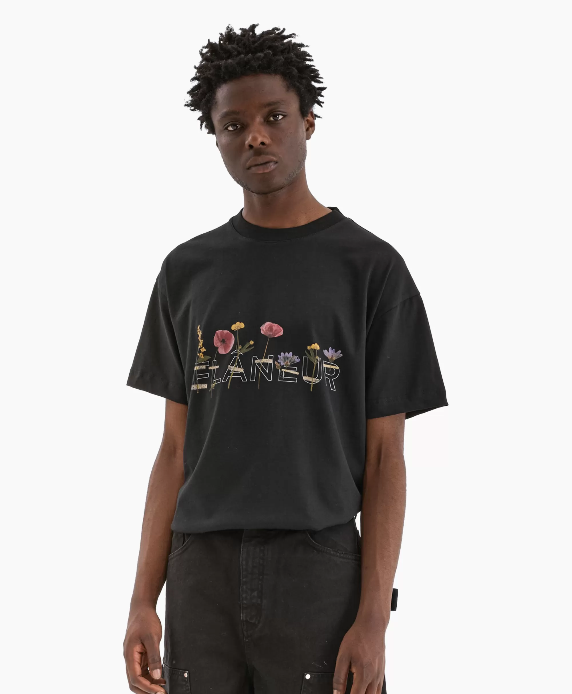 Flâneur Flaneur T-Shirt Korte Mouw Botanical Zwart*Heren T-Shirts