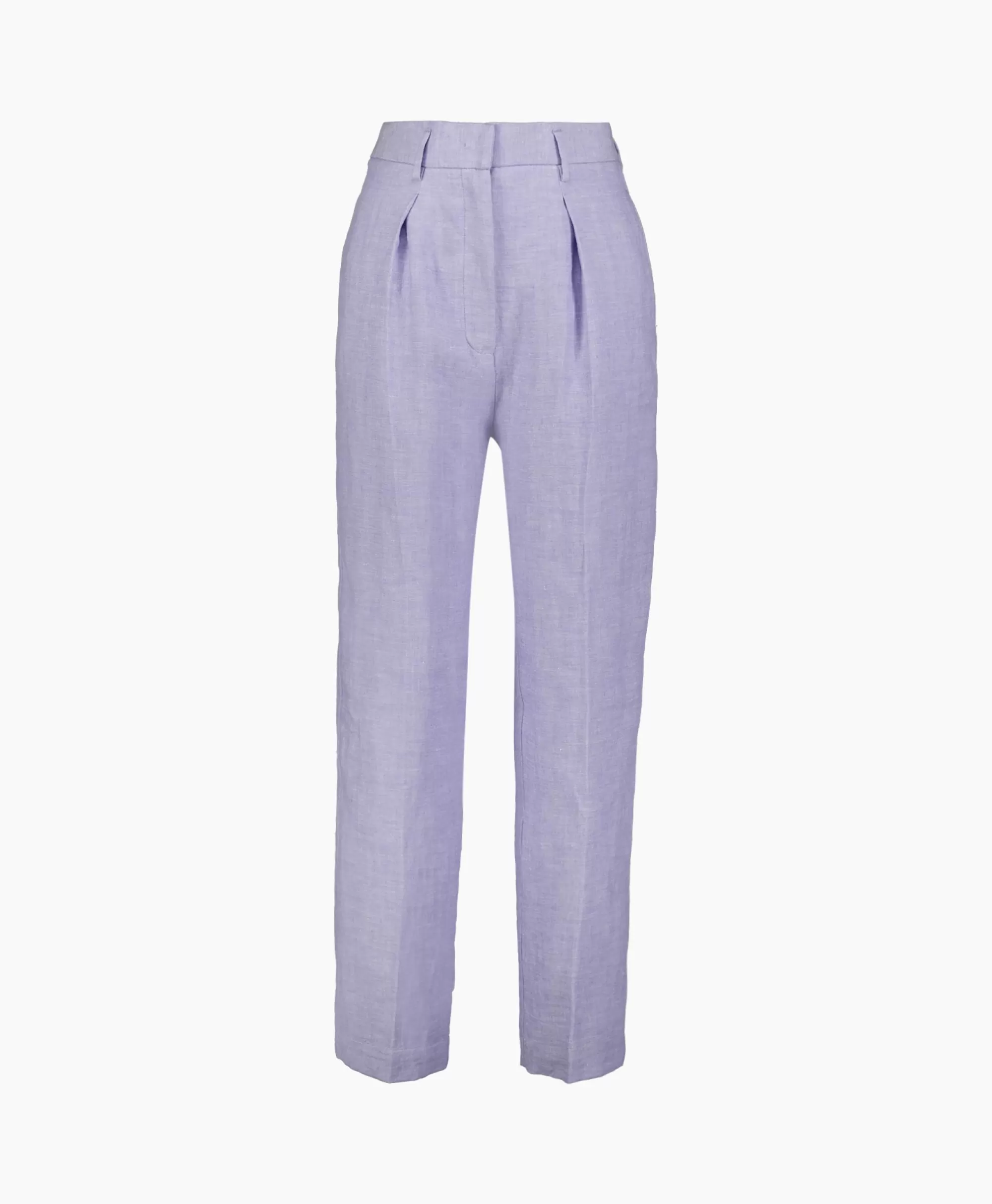 Forte_forte Pantalon Chic Linen Herringbone High Waist Lila*Dames Broeken
