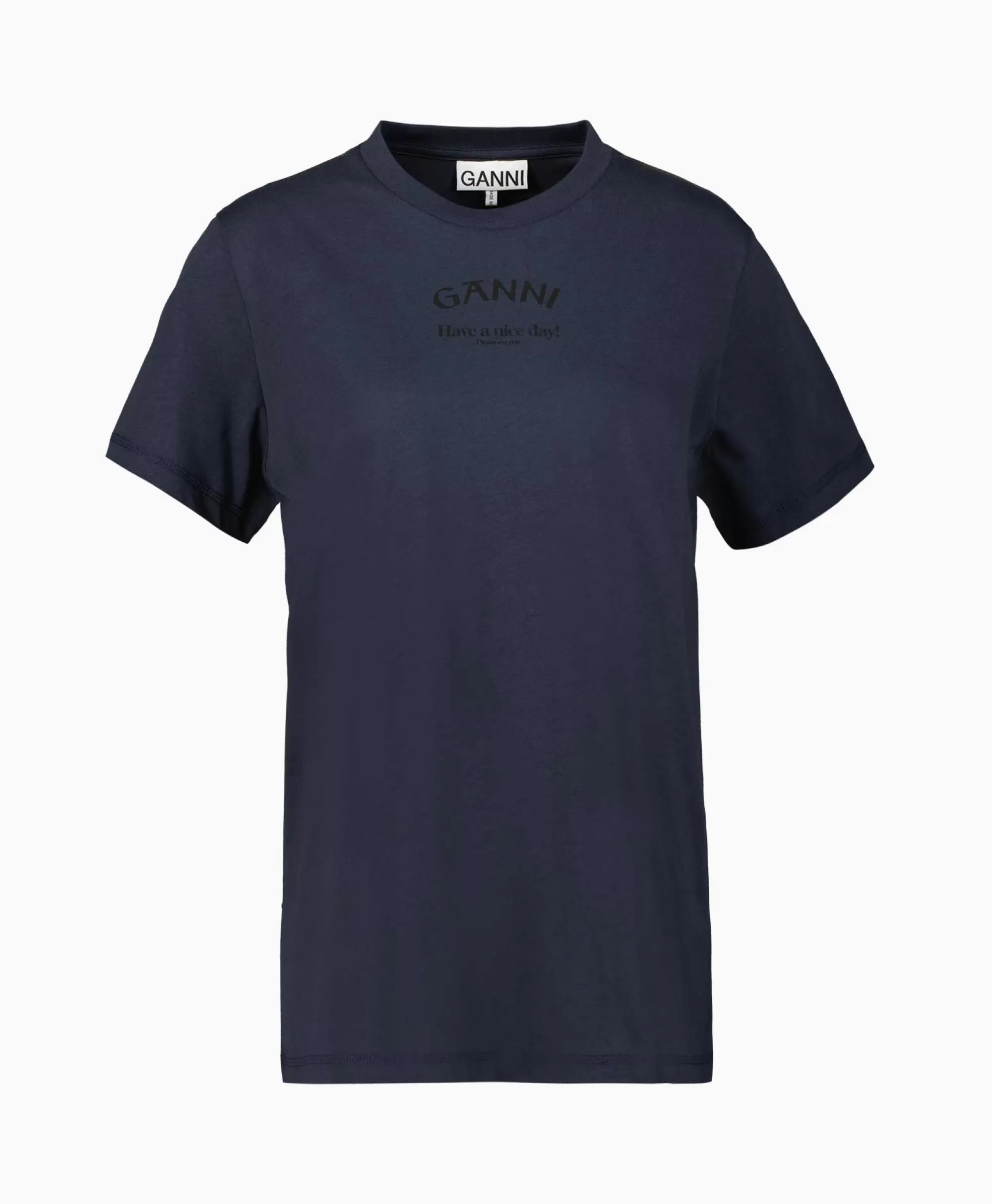 Ganni T-Shirt Korte Mouw Thin Jersey Relaxed O-Neck Donker Blauw*Dames T-Shirts & Tops