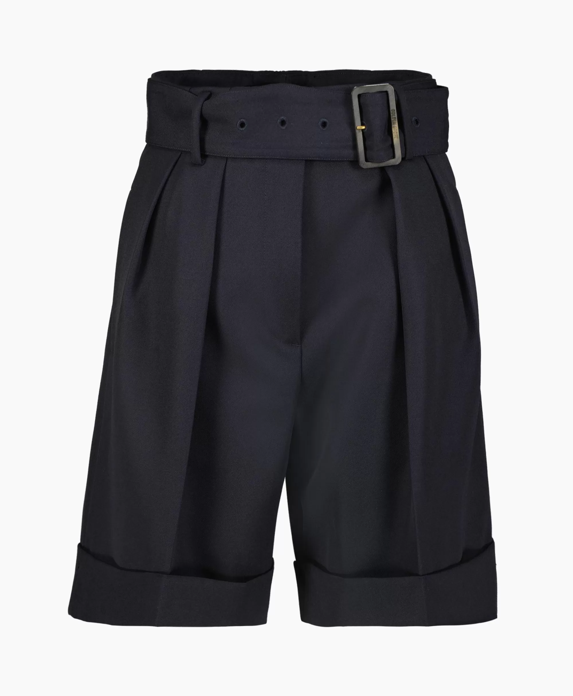Golden Goose Korte Broek Golden W's Short Compact Gabardine Woo Donker Blauw*Dames Broeken