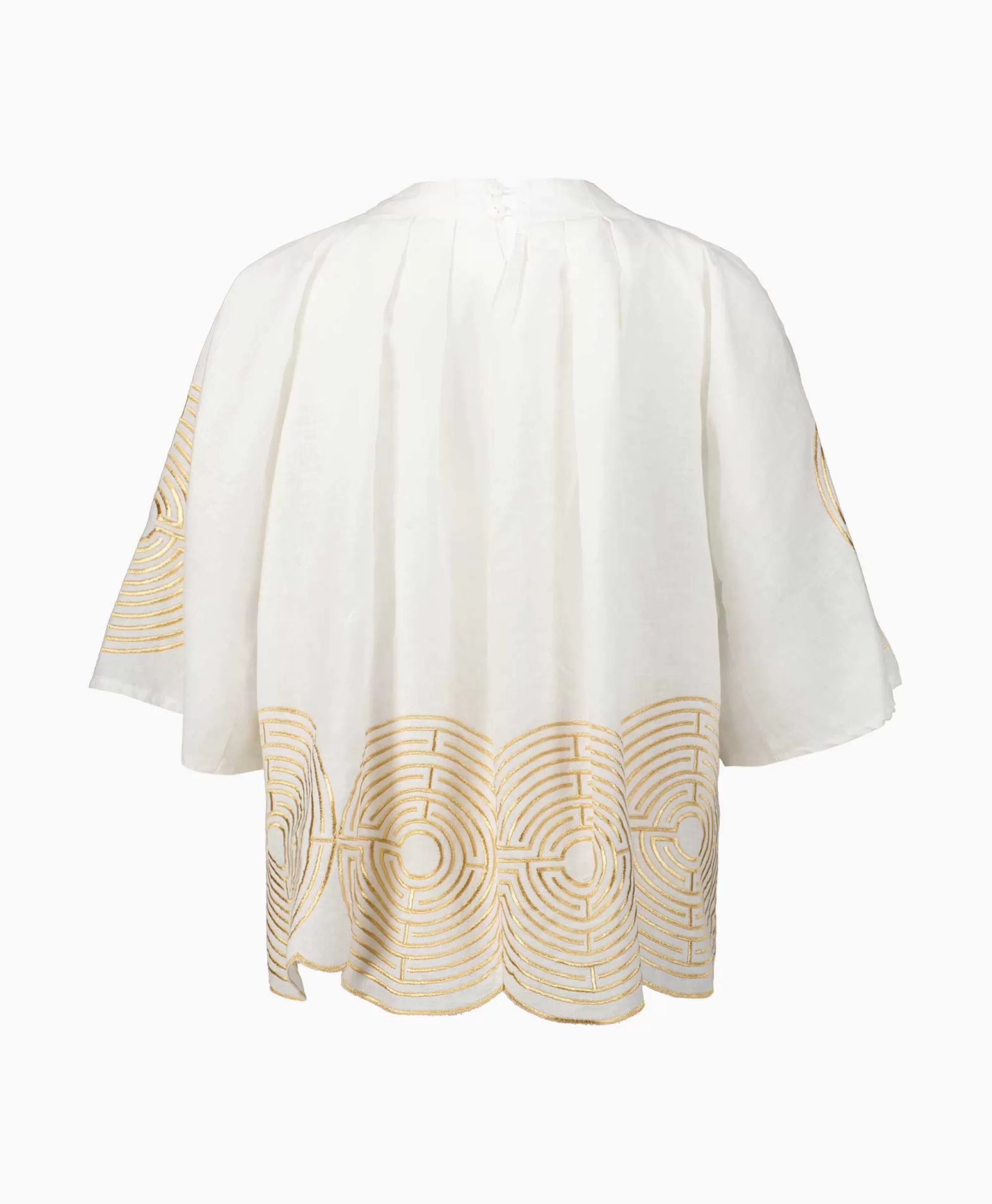 Greek Archaic Kori Blouse Pleates Labyrinth Wit*Dames Blouses