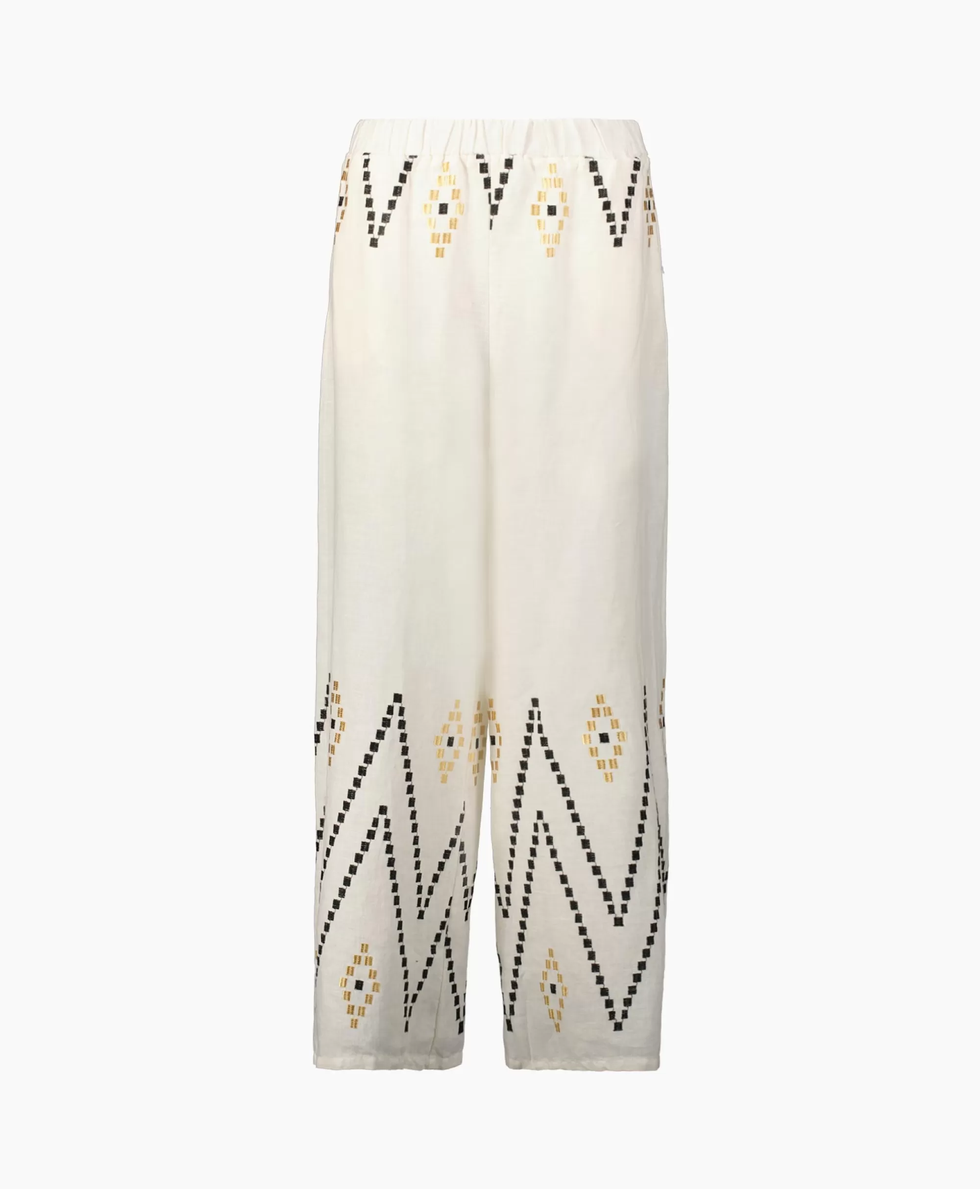 Greek Archaic Kori Pantalon Zig Zag Elastic Waist Ivoor / Naturel*Dames Broeken