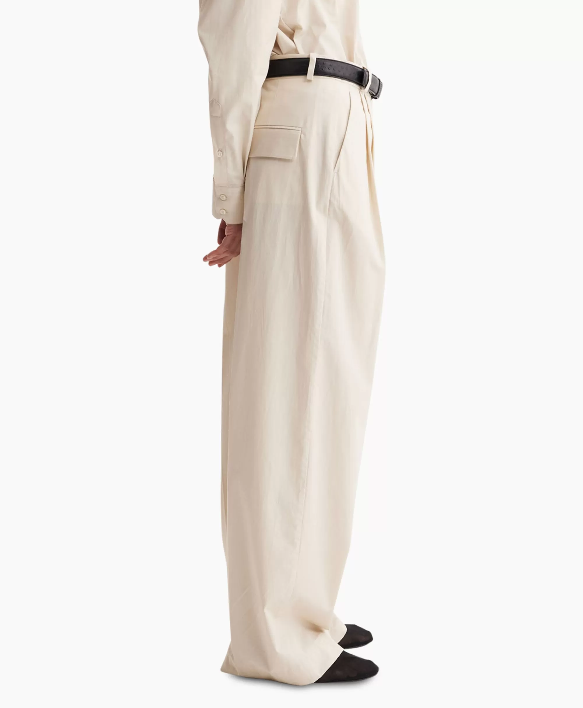 Les Coyotes De Paris Pantalon Wide Leg Pleated Chino Zand*Dames Broeken
