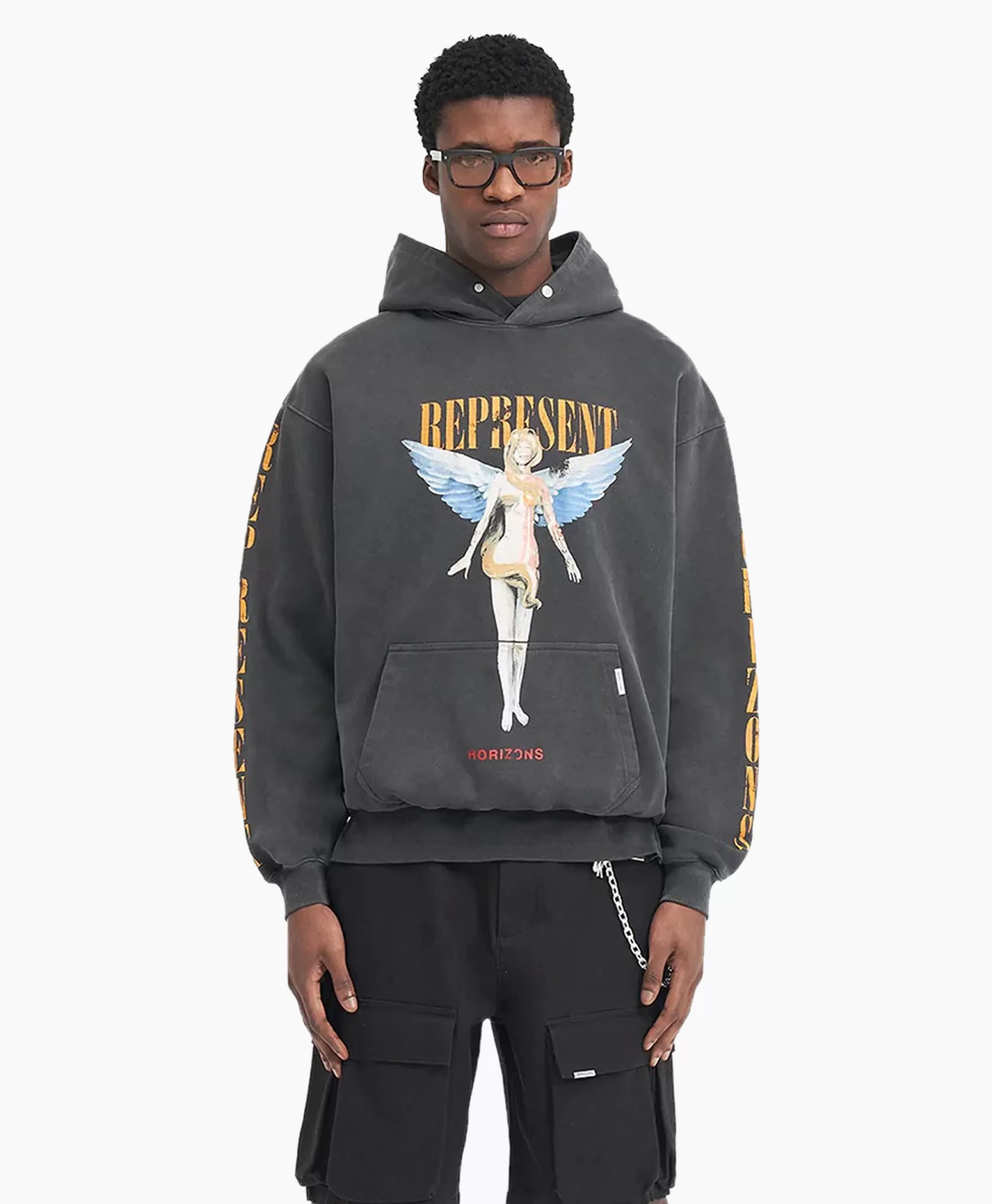 Represent Hoodie Reborn Zwart*Heren Truien