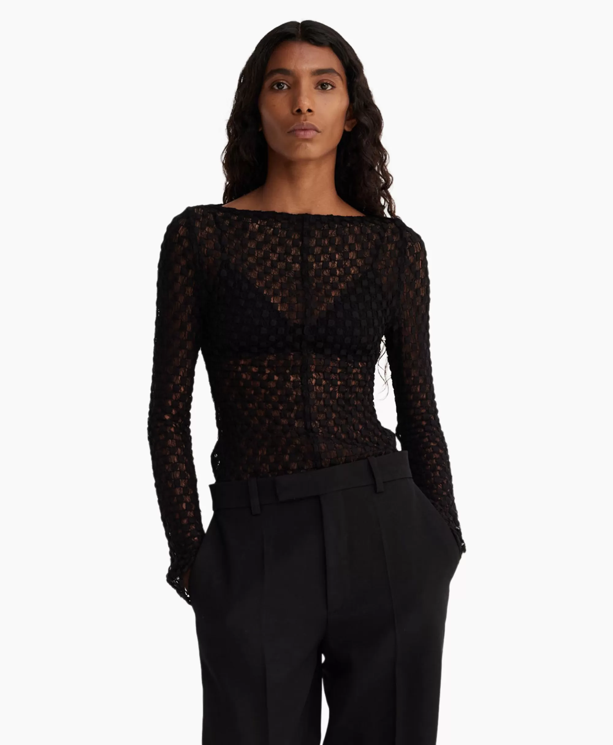 Róhe Rohe Top Lace Zwart*Dames T-Shirts & Tops