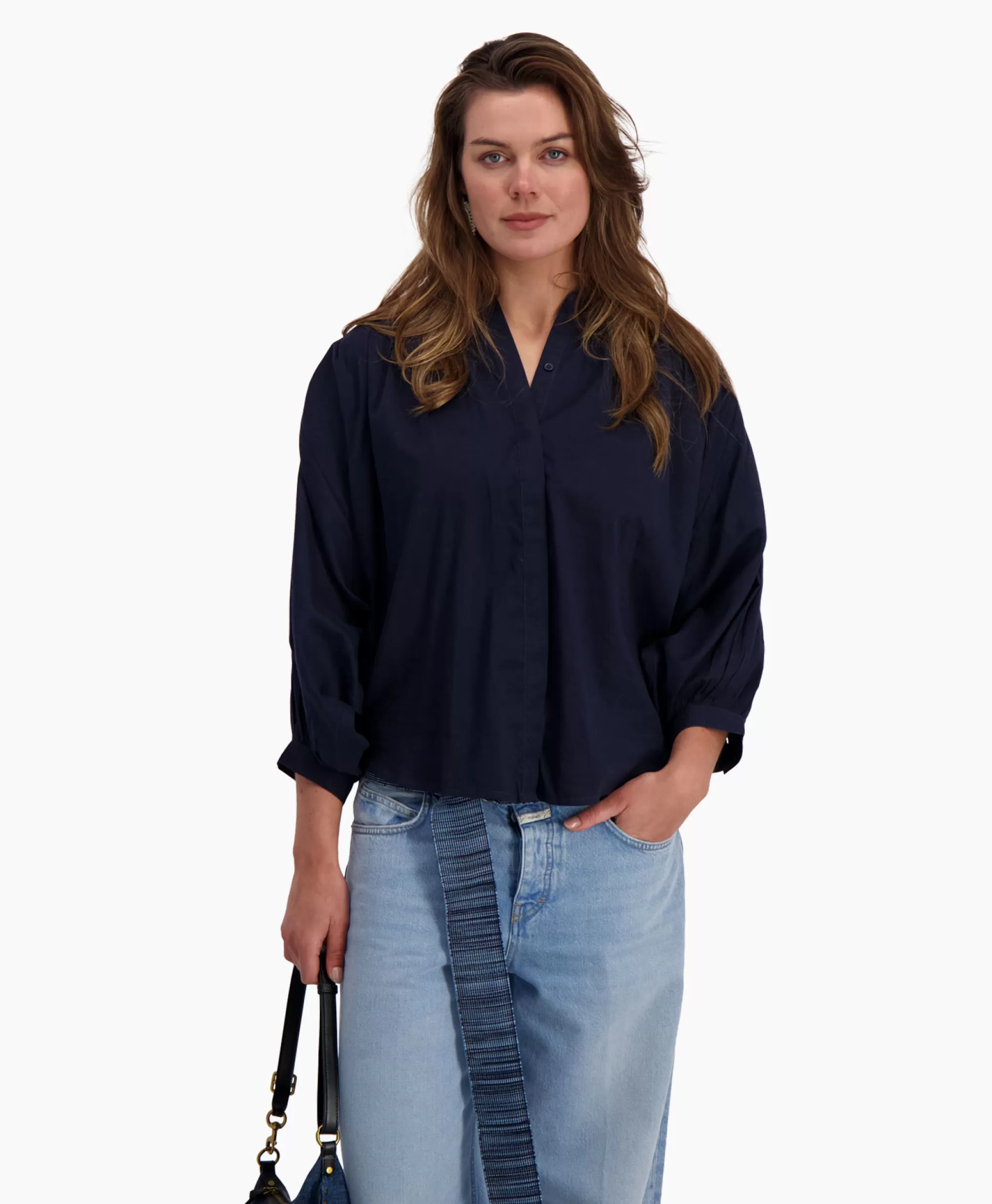 Sea Me Happy Blouse Balloon Donker Blauw*Dames Blouses