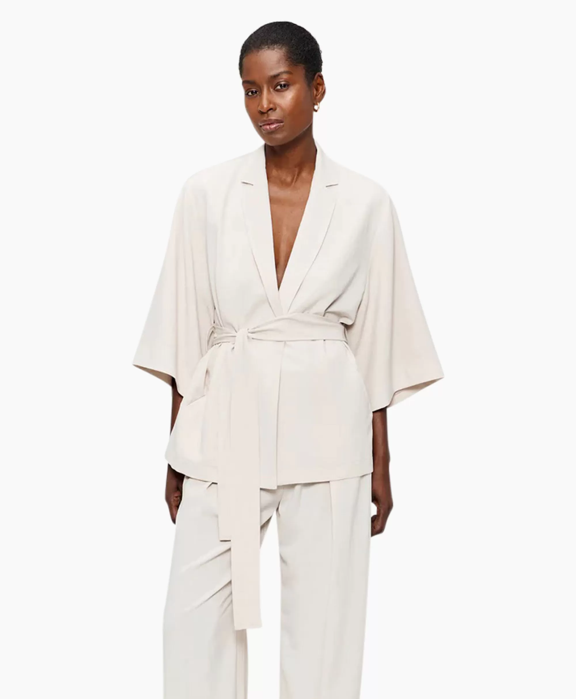 Zenggi Vest Japanse Crepe Kimono Off White*Dames Vesten